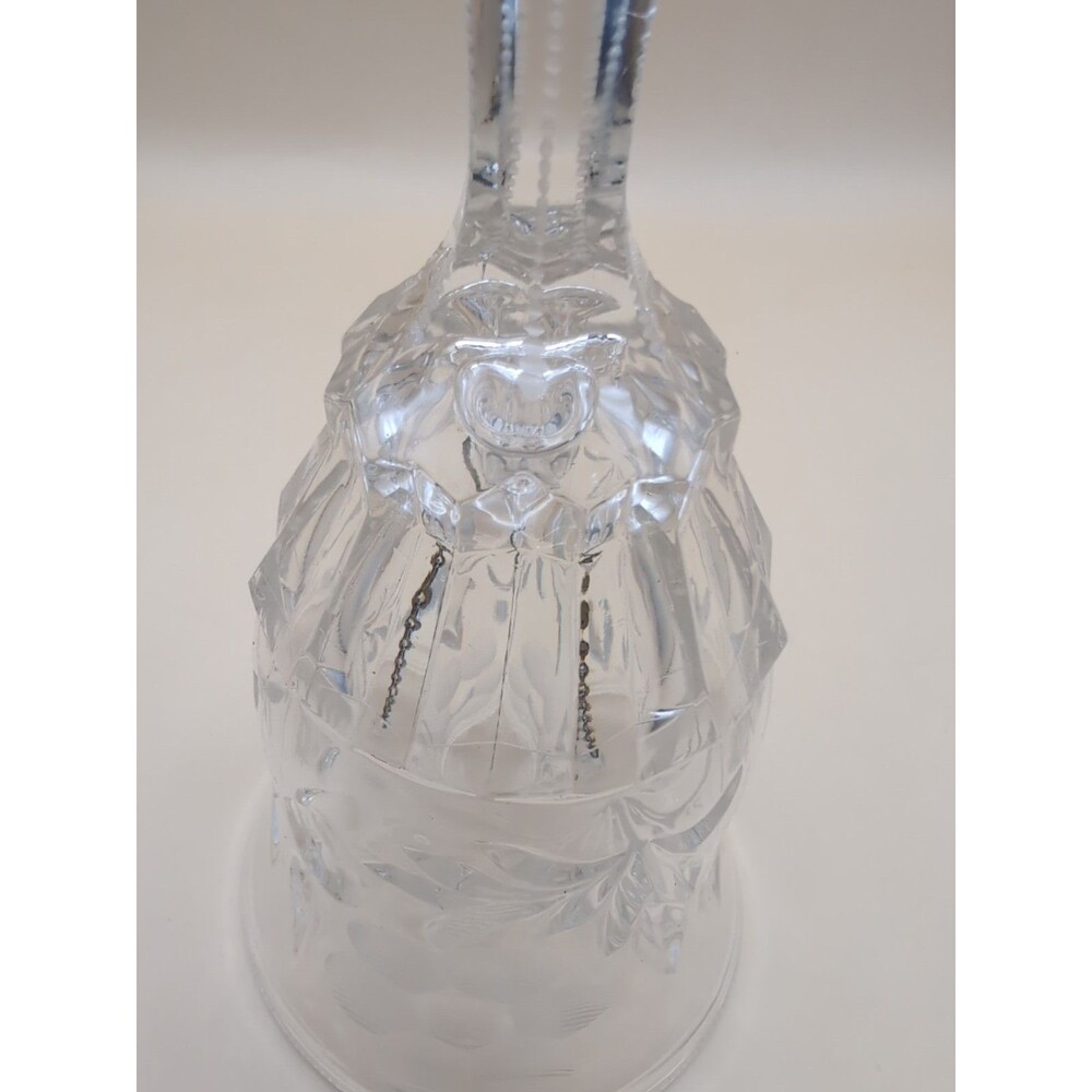 Crystal Bell Clear with Etched Flower Design Vintage Heavy Piece 7-½” Tall C-2 - Picture 7 of 7